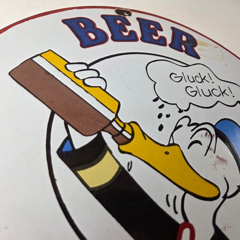 Vintage Schmidts Beer Sign - Disney Duck Beverage Piggly Gas Oil Pump Sign - Image 5