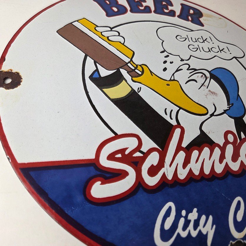 Vintage Schmidts Beer Sign - Disney Duck Beverage Piggly Gas Oil Pump Sign - Image 6
