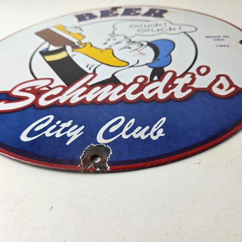 Vintage Schmidts Beer Sign - Disney Duck Beverage Piggly Gas Oil Pump Sign - Image 10