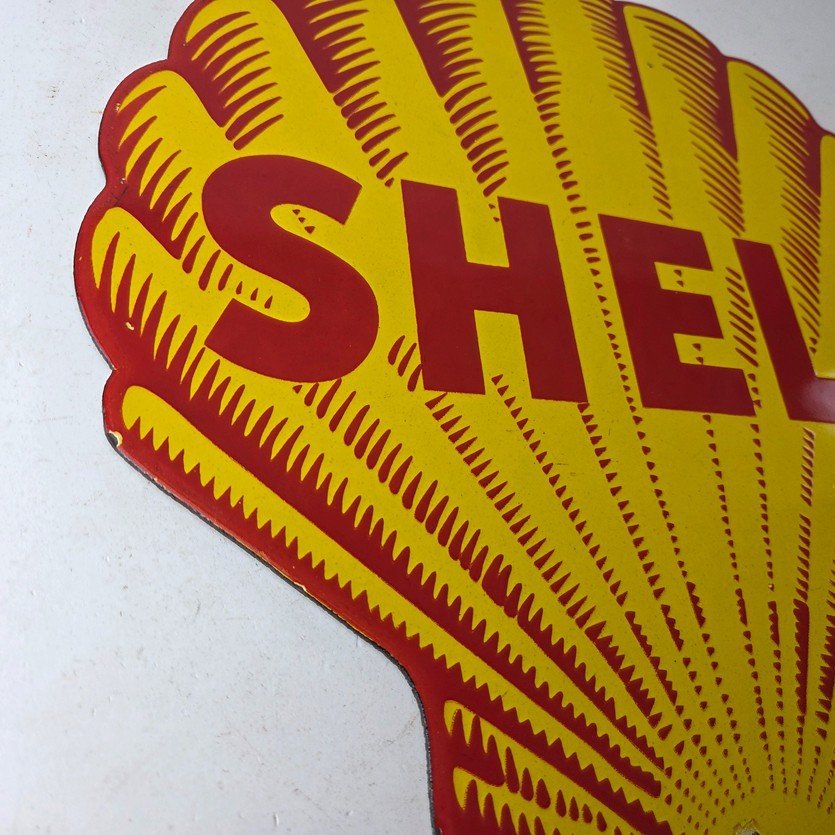 Vintage Shell Gasoline Porcelain Sign - Classic Clam Shape Shell Logo Sign - Image 6