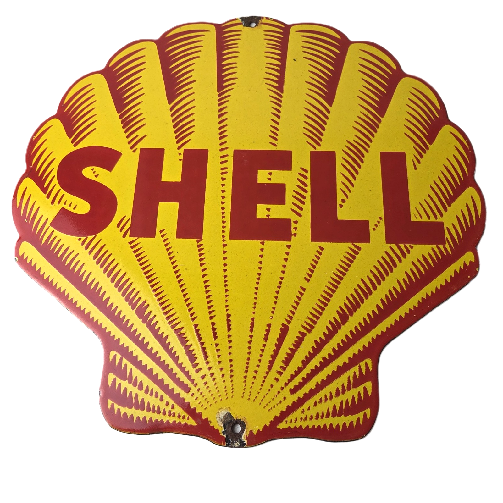 Vintage Shell Gasoline Porcelain Sign - Classic Clam Shape Shell Logo Sign