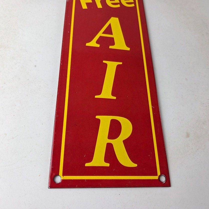 Vintage Shell Gasoline Sign - Free Air Auto Tires Gas Pump Porcelain Sign - Image 11