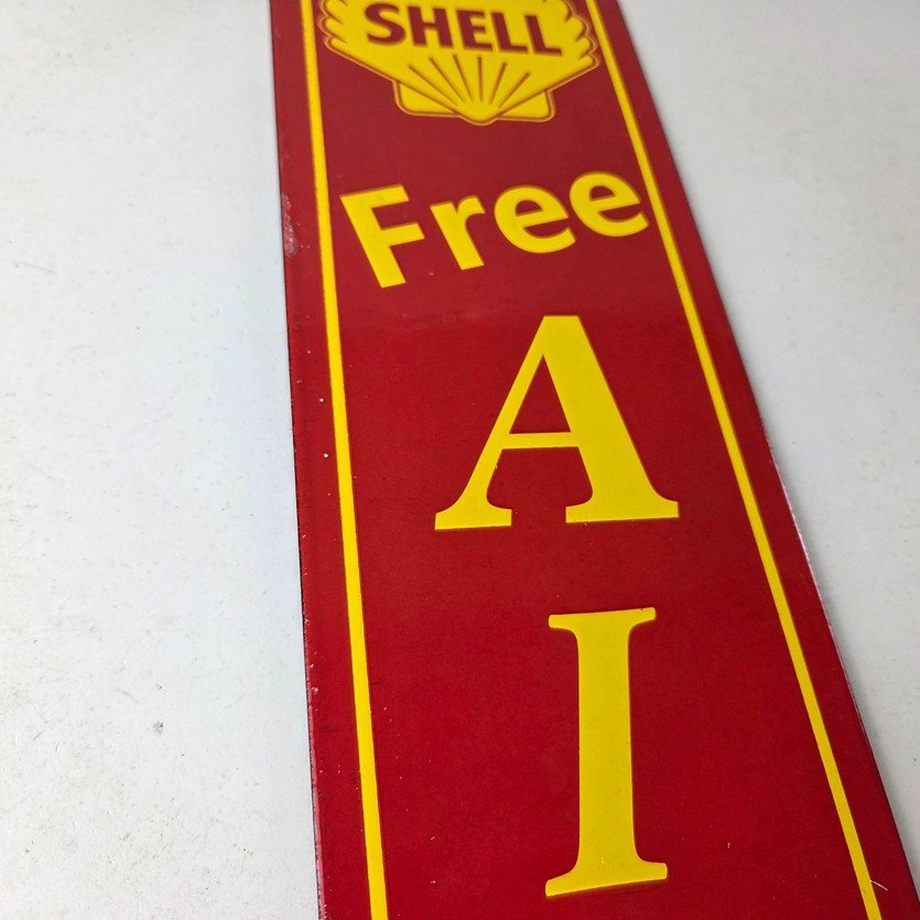 Vintage Shell Gasoline Sign - Free Air Auto Tires Gas Pump Porcelain Sign - Image 6