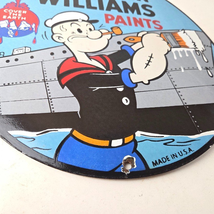 Vintage Sherwin Williams Sign - Paint Brush Painting Gas Pump Porcelain Sign - Image 11