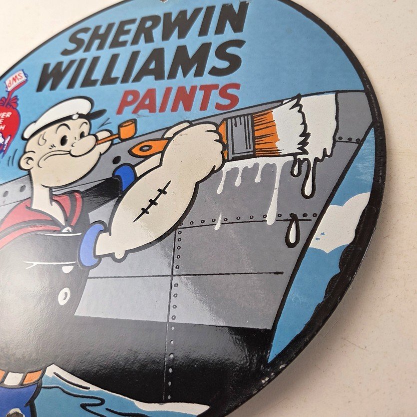 Vintage Sherwin Williams Sign - Paint Brush Painting Gas Pump Porcelain Sign - Image 13