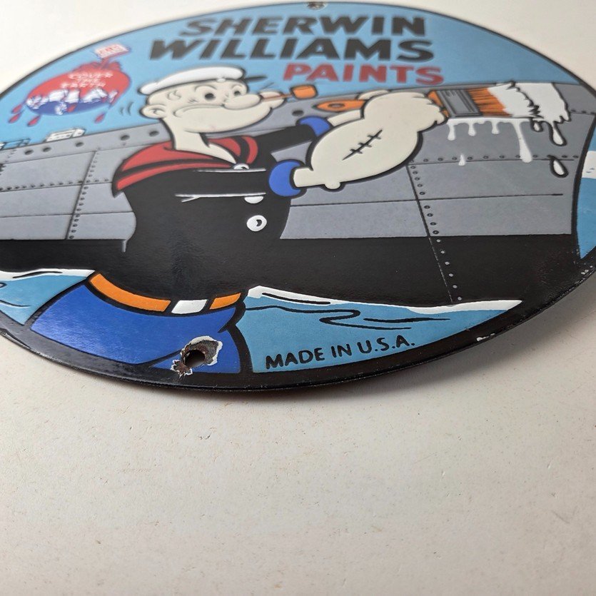 Vintage Sherwin Williams Sign - Paint Brush Painting Gas Pump Porcelain Sign - Image 10