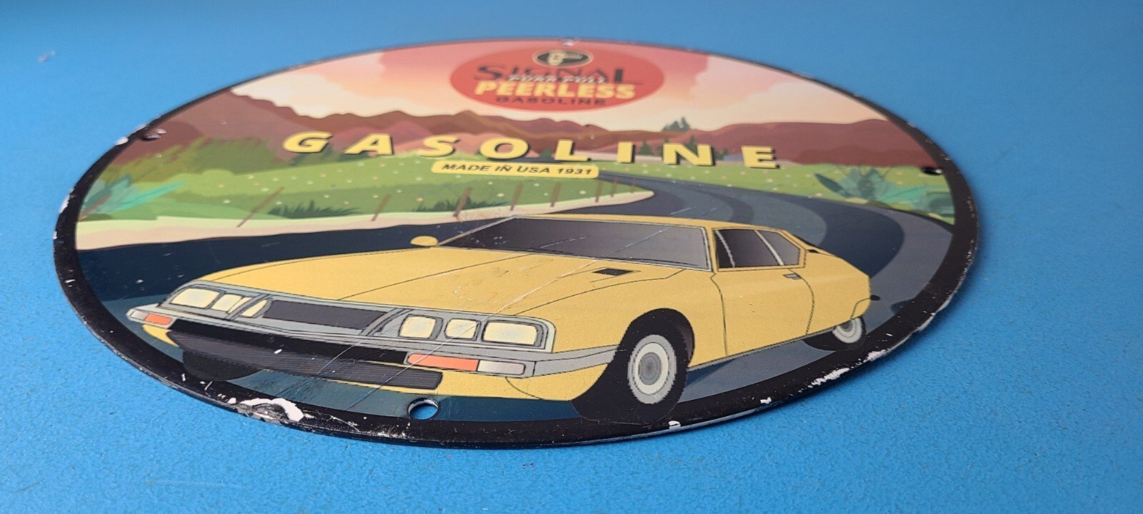 Vintage Signal Gasoline Sign - Purr Pull Peerless Gas Oil Pump Porcelain Sign - Image 11