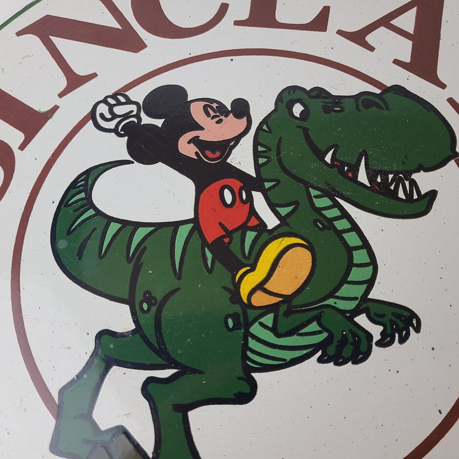 Vintage Sinclair Gas Porcelain Sign - Mickey Mouse Man Cave Gasoline Pump Sign - Image 3