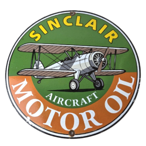 Vintage Sinclair Gasoline Sign - Aircraft Aviation Airplane Gas Porcelain Sign