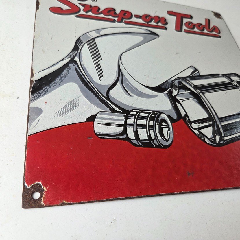 Vintage Snap On Tools Porcelain Sign - Mechanic Repair Gas Dealer Shop Sign - Image 11