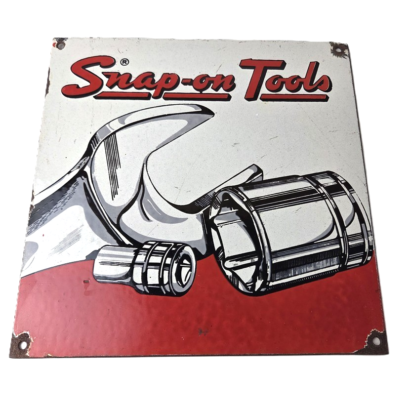 Vintage Snap On Tools Porcelain Sign - Mechanic Repair Gas Dealer Shop Sign