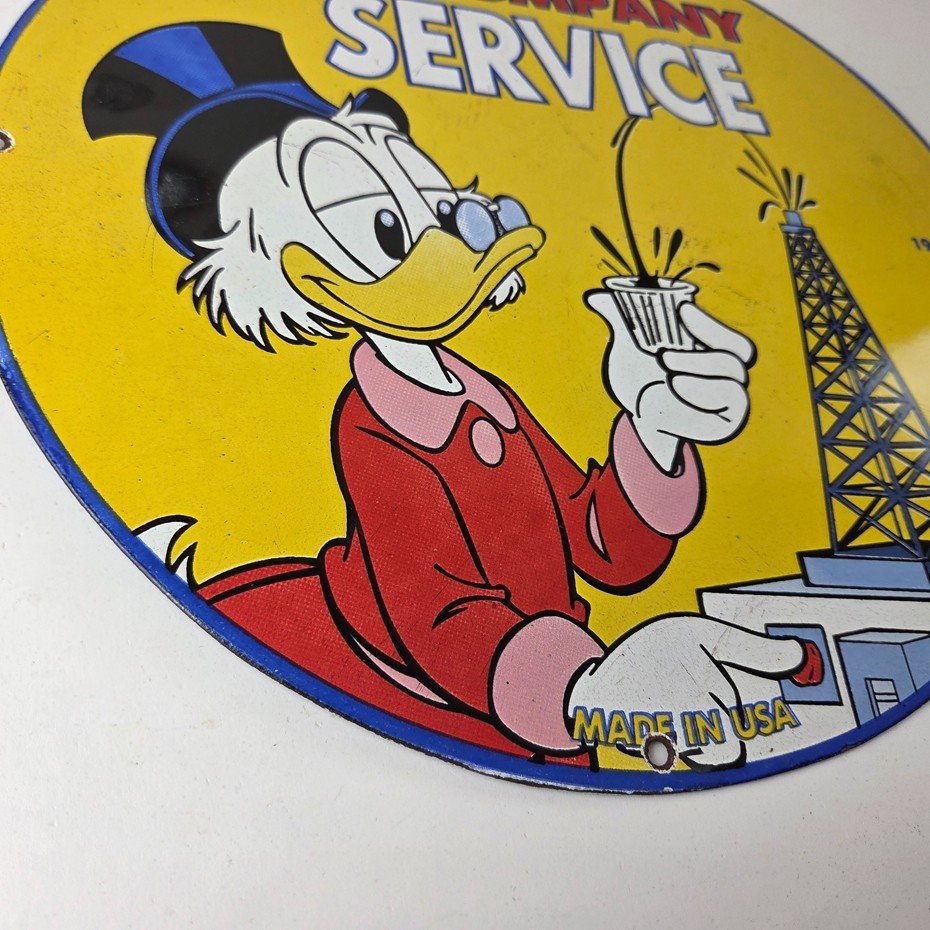Vintage Standard Gasoline Sign - Gas Oil Pump Plate Porcelain Walt Disney Sign - Image 11