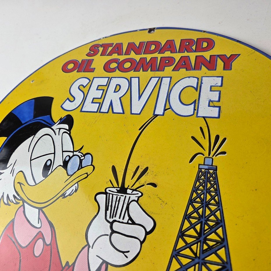 Vintage Standard Gasoline Sign - Gas Oil Pump Plate Porcelain Walt Disney Sign - Image 12