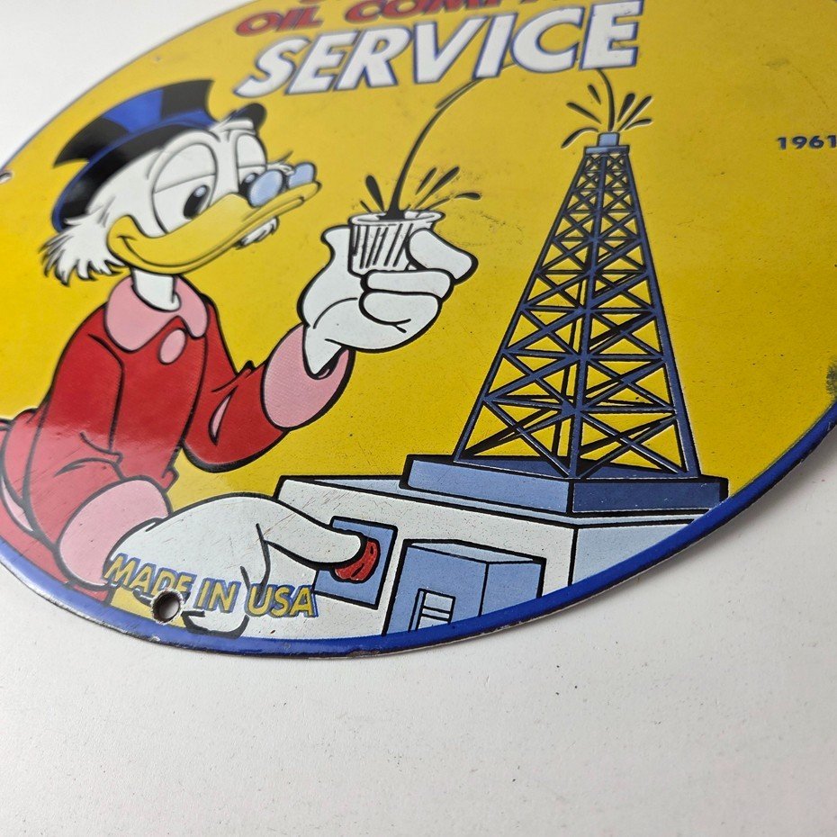 Vintage Standard Gasoline Sign - Gas Oil Pump Plate Porcelain Walt Disney Sign - Image 14
