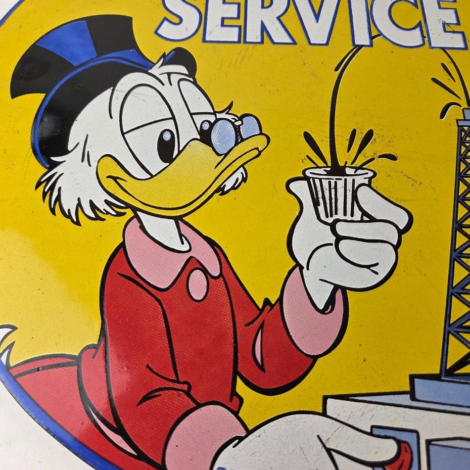 Vintage Standard Gasoline Sign - Gas Oil Pump Plate Porcelain Walt Disney Sign - Image 3