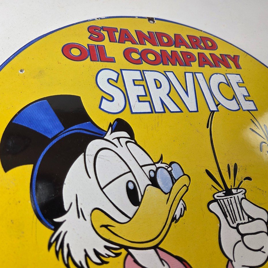 Vintage Standard Gasoline Sign - Gas Oil Pump Plate Porcelain Walt Disney Sign - Image 5