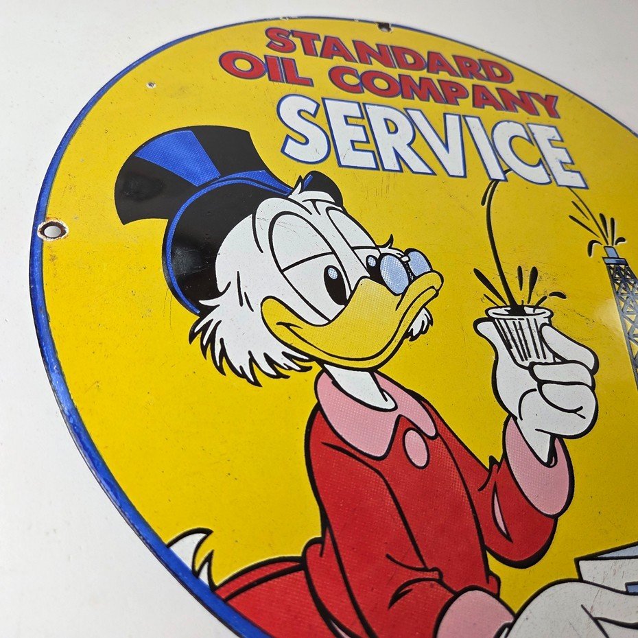 Vintage Standard Gasoline Sign - Gas Oil Pump Plate Porcelain Walt Disney Sign - Image 10