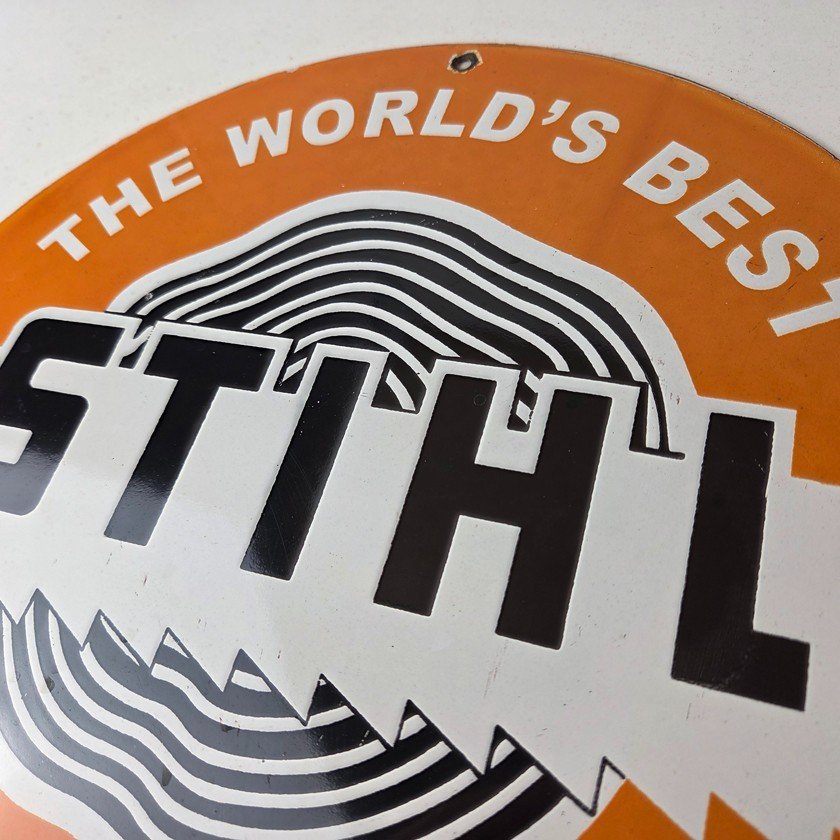 Vintage Stihl Chainsaw Sign - Store Display Lawncare Gas Service Porcelain Sign - Image 12