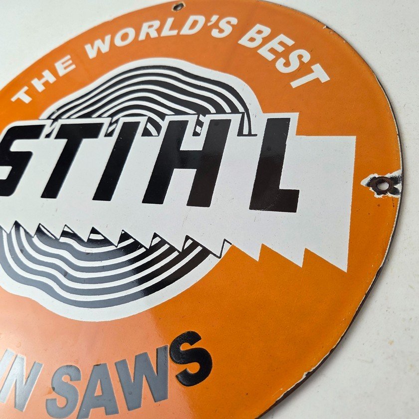 Vintage Stihl Chainsaw Sign - Store Display Lawncare Gas Service Porcelain Sign - Image 13