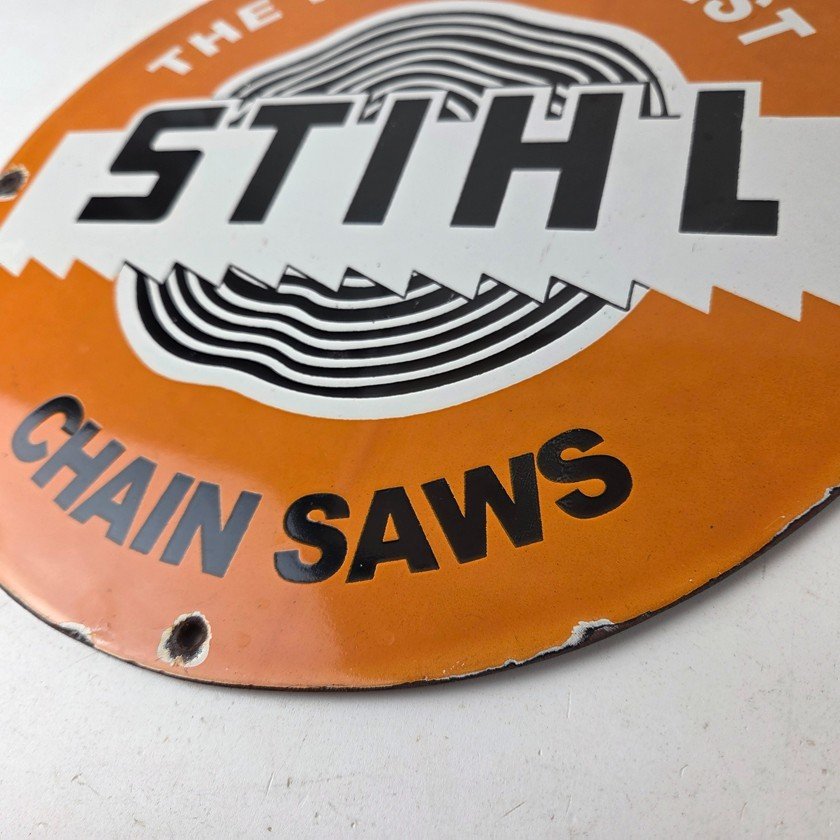Vintage Stihl Chainsaw Sign - Store Display Lawncare Gas Service Porcelain Sign - Image 14