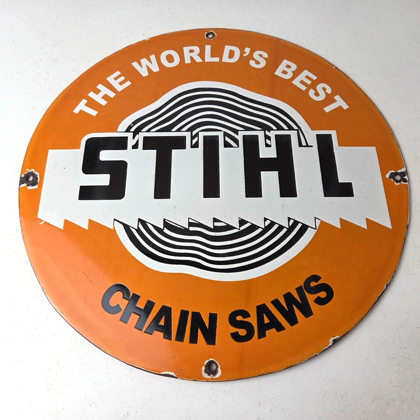 Vintage Stihl Chainsaw Sign - Store Display Lawncare Gas Service Porcelain Sign - Image 15