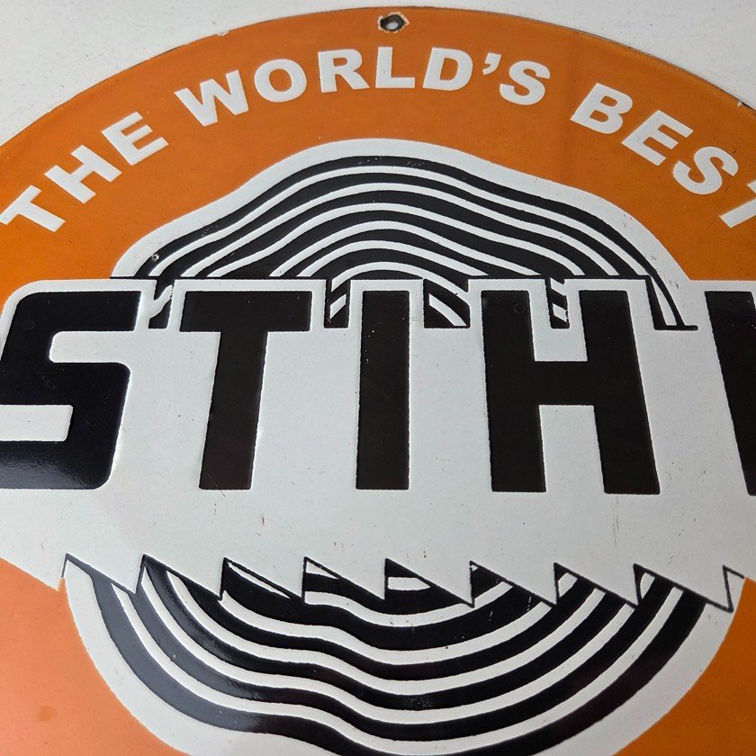 Vintage Stihl Chainsaw Sign - Store Display Lawncare Gas Service Porcelain Sign - Image 3