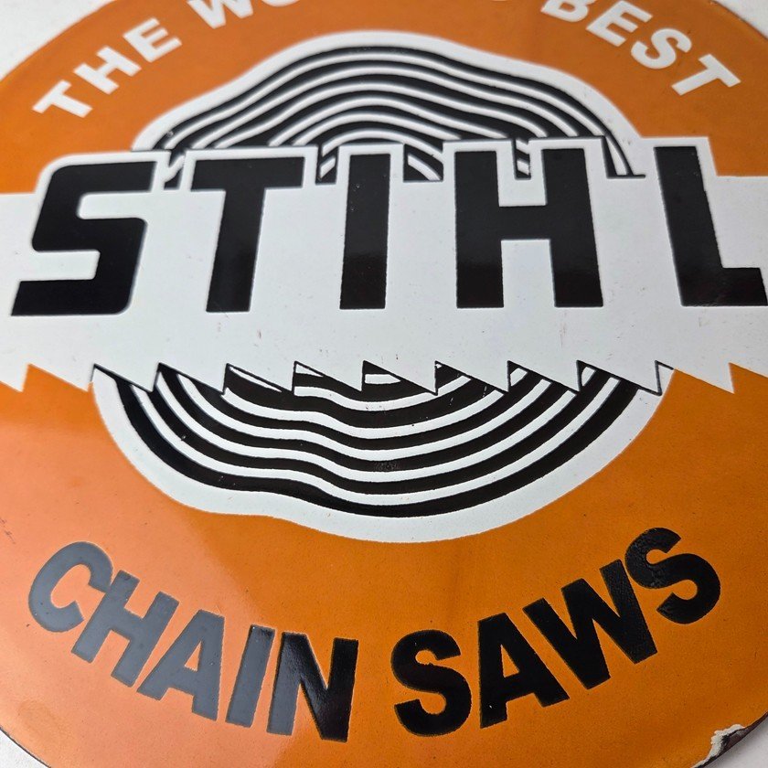 Vintage Stihl Chainsaw Sign - Store Display Lawncare Gas Service Porcelain Sign - Image 4