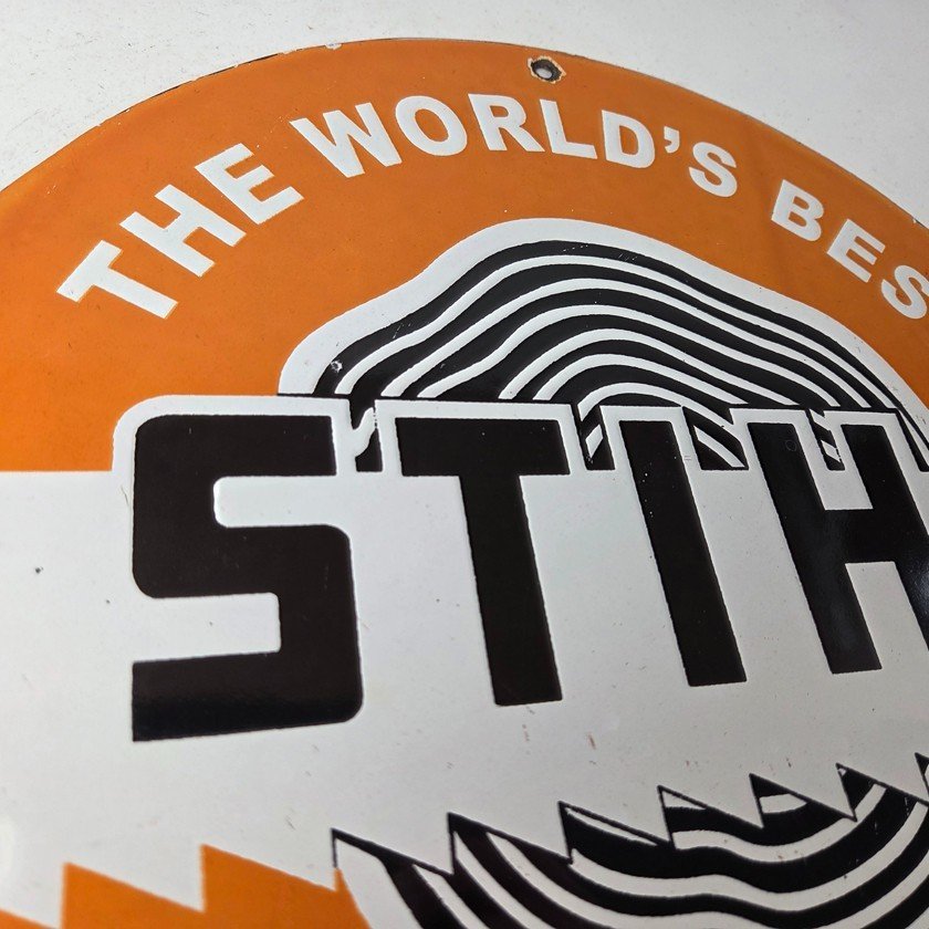 Vintage Stihl Chainsaw Sign - Store Display Lawncare Gas Service Porcelain Sign - Image 5