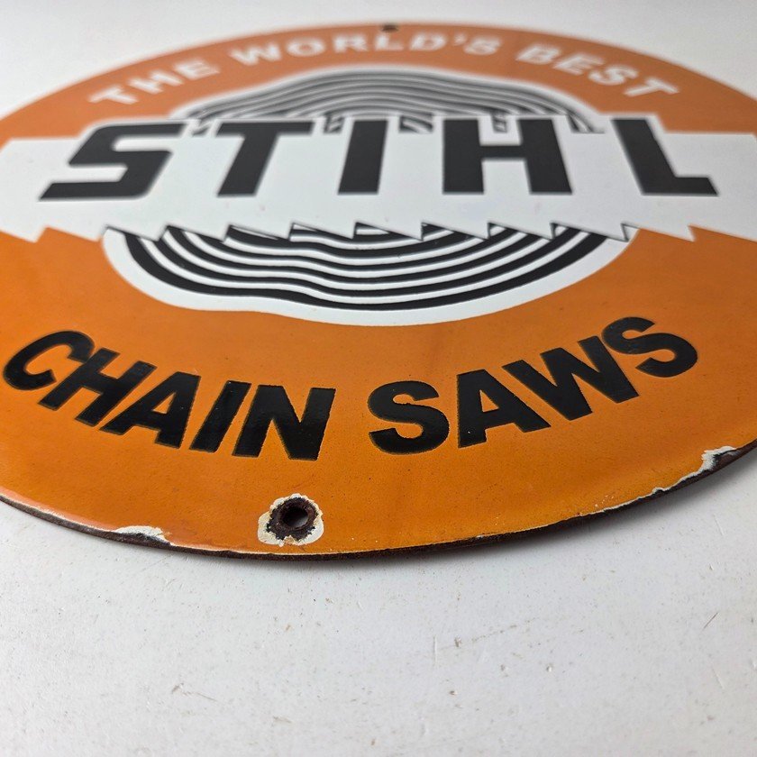 Vintage Stihl Chainsaw Sign - Store Display Lawncare Gas Service Porcelain Sign - Image 10