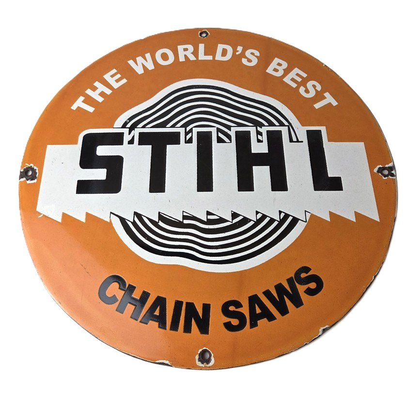 Vintage Stihl Chainsaw Sign - Store Display Lawncare Gas Service Porcelain Sign
