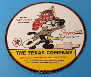 Vintage Texaco Gasoline Sign Chevrolet Felix The Cat Porcelain Gas Pump Sign 305868230328