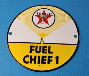 Vintage Texaco Gasoline Sign Fuel Chief 1 Gas Pump Plate Porcelain Sign 305863589008