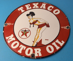 Vintage Texaco Gasoline Sign Gas Motor Oil Pump Porcelain Sign 305884733158