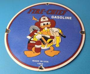 Vintage Texaco Sign Fire Chief Disney Comic Gas Pump Porcelain Sign 305872161748