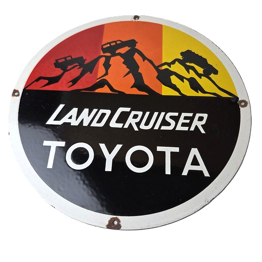 Vintage Toyota Sign - Automobile Land Cruiser Gas Pump Dealer Porcelain Sign