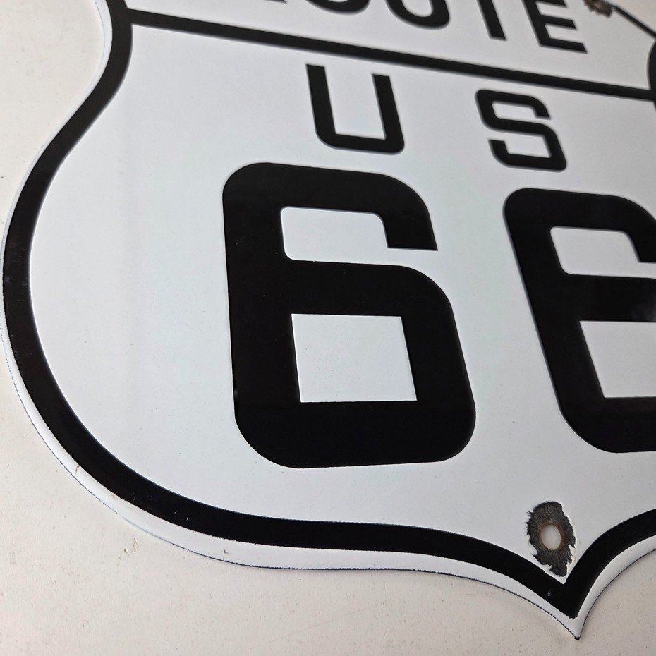 Vintage US Route 66 Sign - Porcelain Highway State Road Marker Gas Pump Sign - Image 11