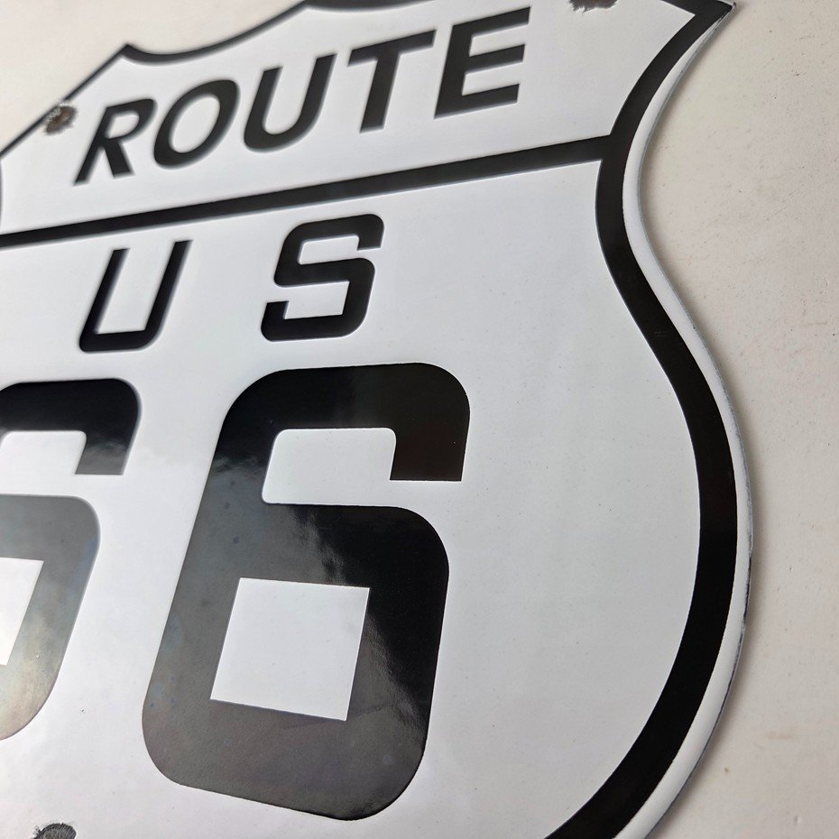 Vintage US Route 66 Sign - Porcelain Highway State Road Marker Gas Pump Sign - Image 13