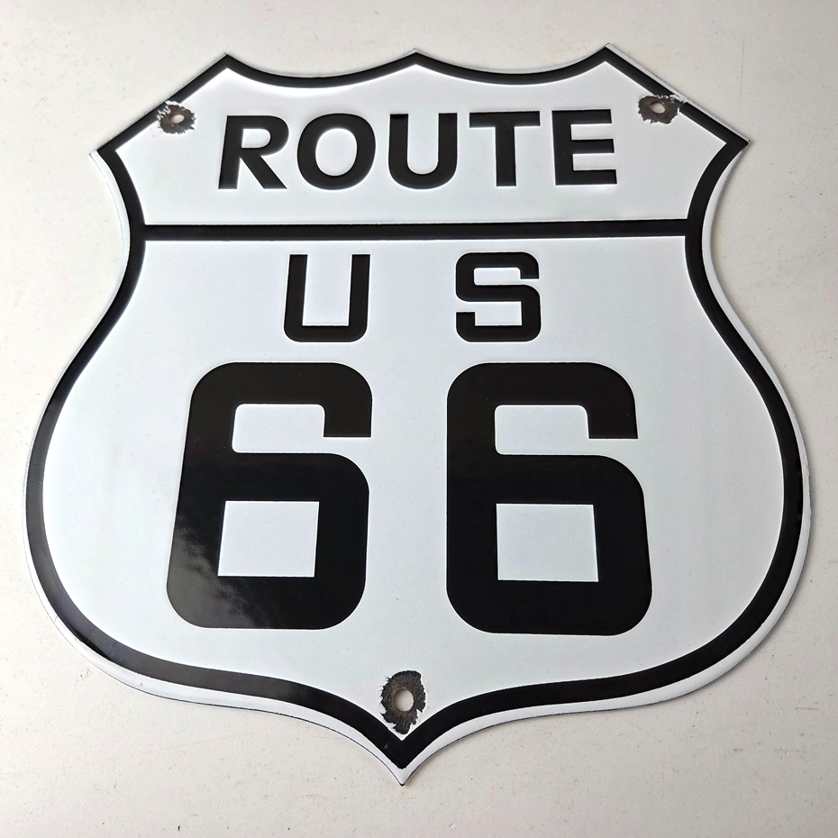 Vintage US Route 66 Sign - Porcelain Highway State Road Marker Gas Pump Sign - Image 15