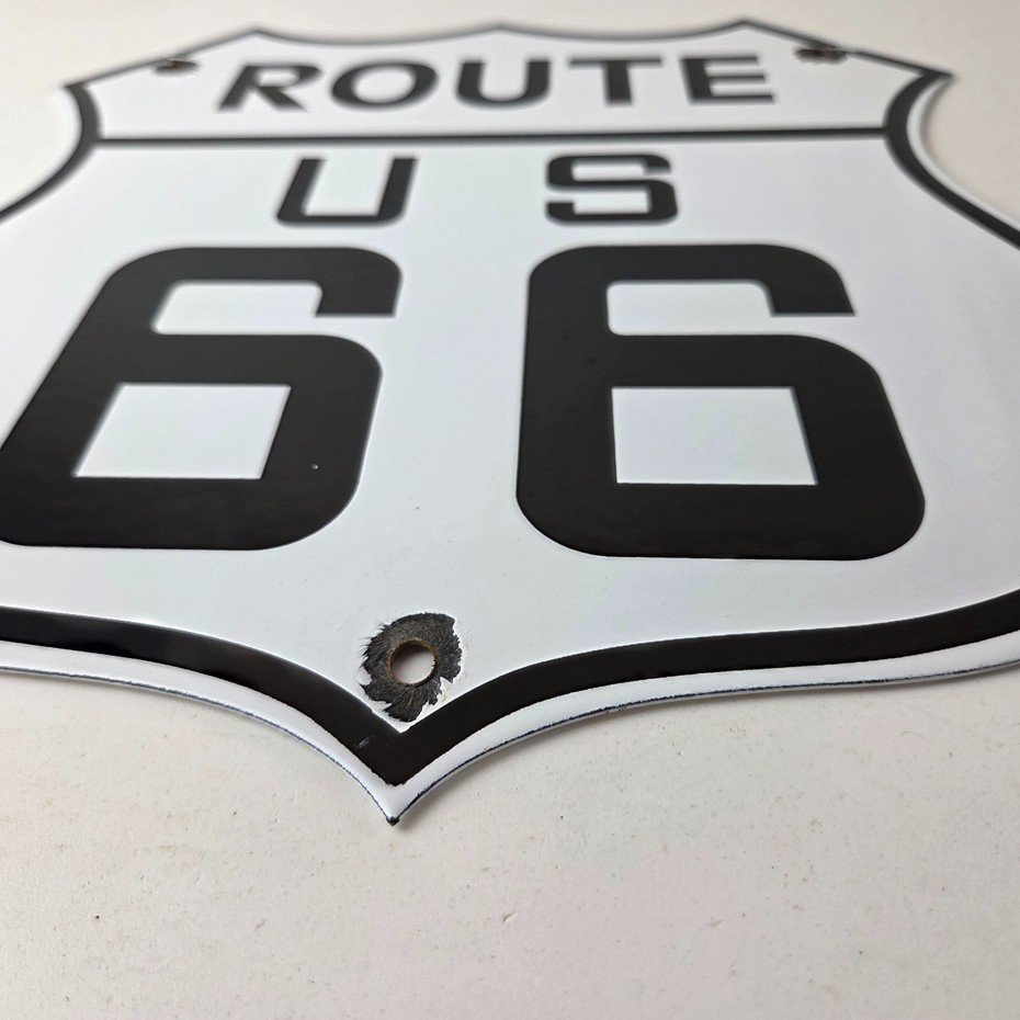 Vintage US Route 66 Sign - Porcelain Highway State Road Marker Gas Pump Sign - Image 10