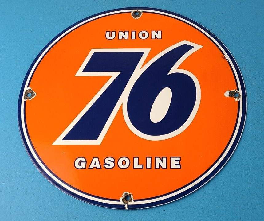 Vintage Union 76 Gasoline Sign Porcelain Gas Motor Oil Service Pump Sign 305838620098