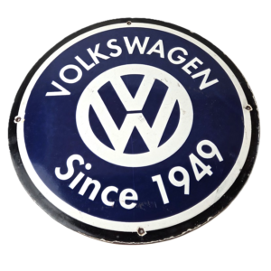 Vintage Volkswagen Sign - Porcelain VW Automobile Dealership Sales Gas Pump Sign