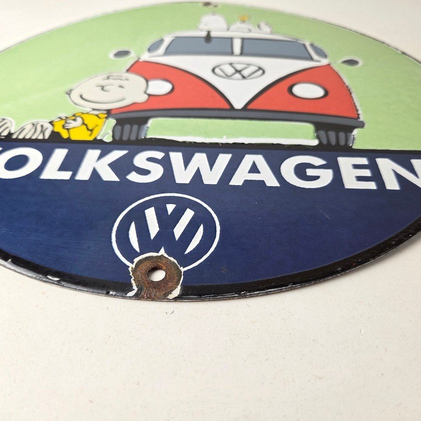 Vintage Volkswagen Sign - Porcelain VW Bus Service Snoopy Gas Sign - Image 10