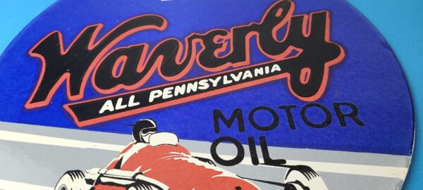 Vintage Waverly Motor Oil Porcelain Sign Gasoline Racing Pump Plate Sign 305889892088 11