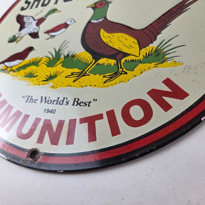 Vintage Western Ammo Firearms Sign - Pheasant Hunting Porcelain Gas Pump Sign - Image 14