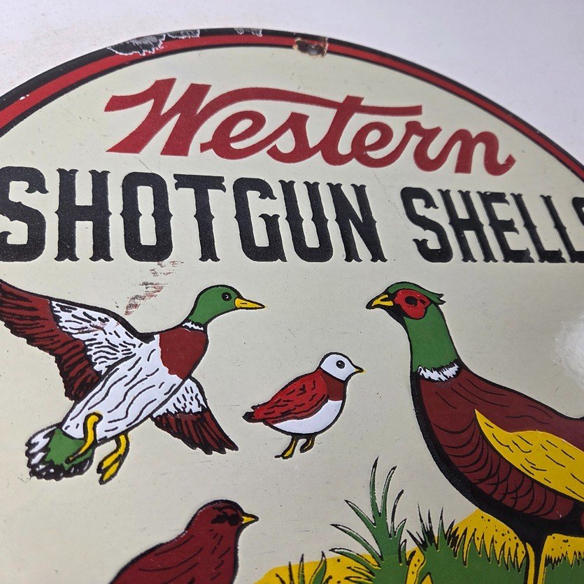 Vintage Western Ammo Firearms Sign - Pheasant Hunting Porcelain Gas Pump Sign - Image 5