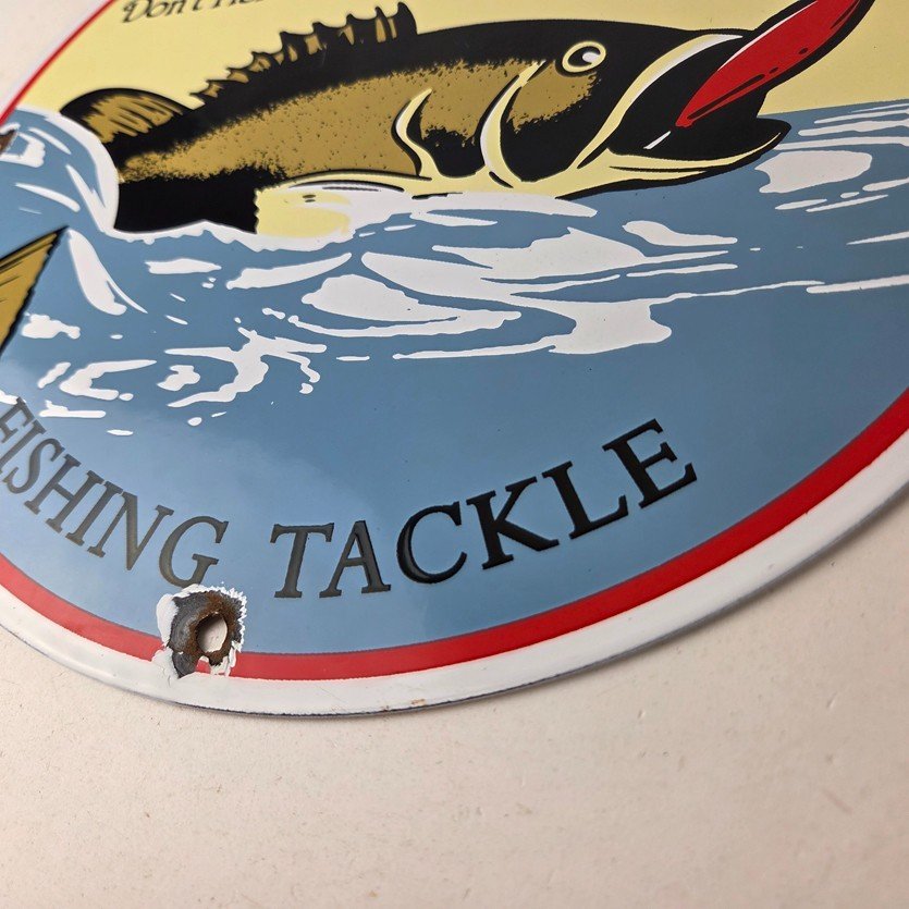 Vintage Winchester Sign - Porcelain Fishing Takle Lures Gas Pump Sign - Image 14