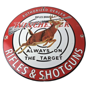 Vintage Winchester Sign - Rifles & Shotguns Firearms Gas Pump Porcelain Sign