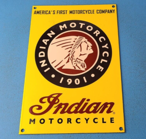 VINTAGE INDIAN MOTORCYCLE PORCELAIN GAS SERVICE STATION CHIEF DEALER PUMP SIGN 305852511269