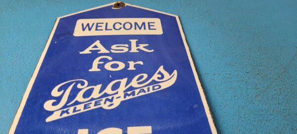 VINTAGE PAGES ICE CREAM PORCELAIN DESSERT DAIRY GENERAL STORE GAS PUMP SIGN 305225827929 11