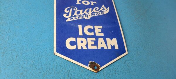 VINTAGE PAGES ICE CREAM PORCELAIN DESSERT DAIRY GENERAL STORE GAS PUMP SIGN 305225827929 6